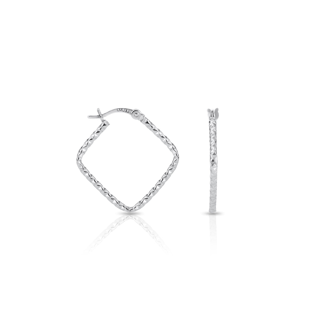 925 Sterling Silver Square Twisted Hoop Earrings