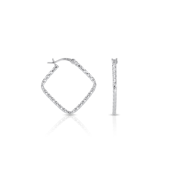 925 Sterling Silver Square Twisted Hoop Earrings