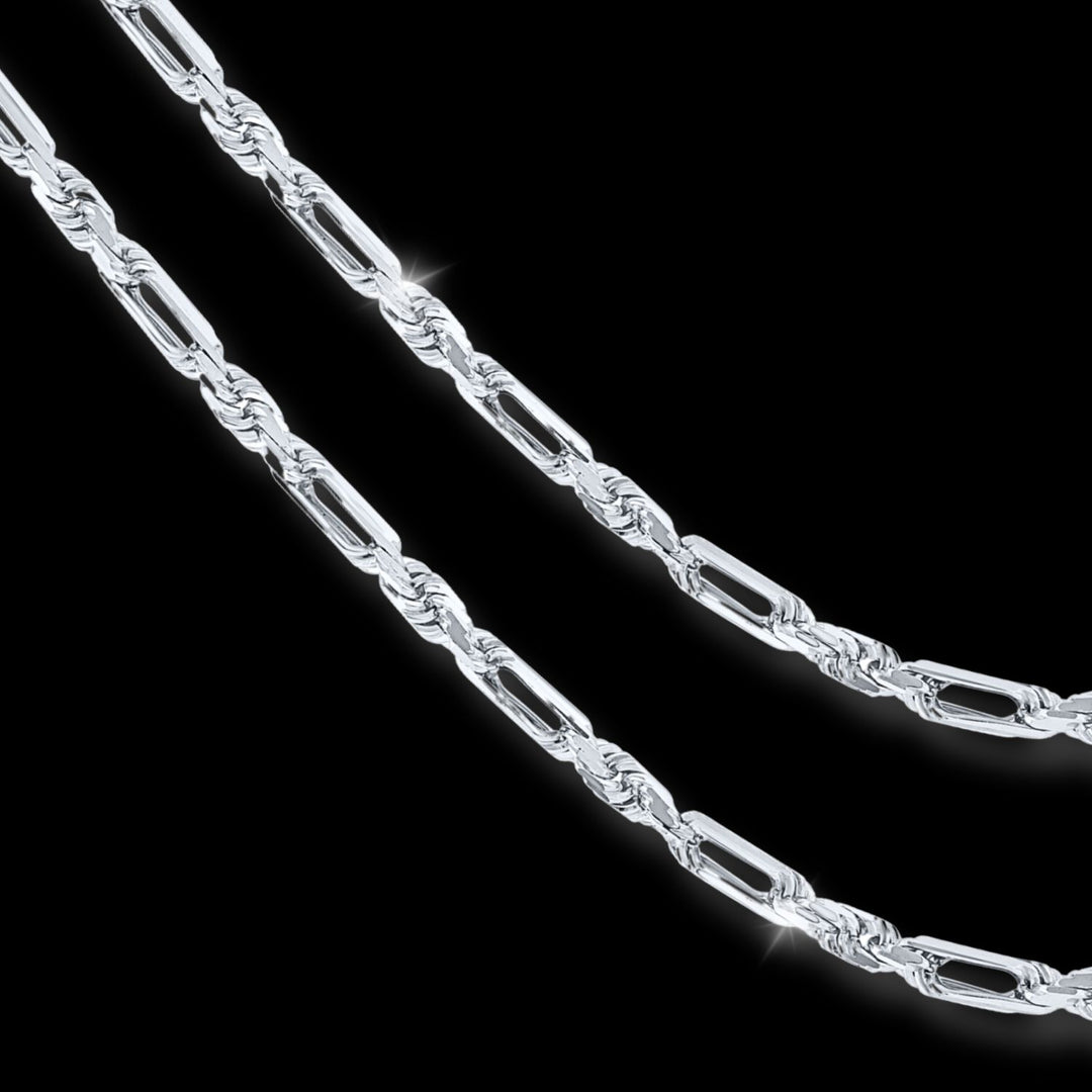 925 Figarope Chain - Made in Italy - Rhodium Plated Sterling Silver - LIVE SILVER PRICE