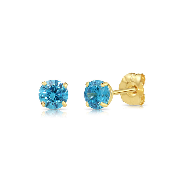 14k Yellow Gold Cubic Zirconia Birthstone Stud Earring - PUSHBACK - 4MM