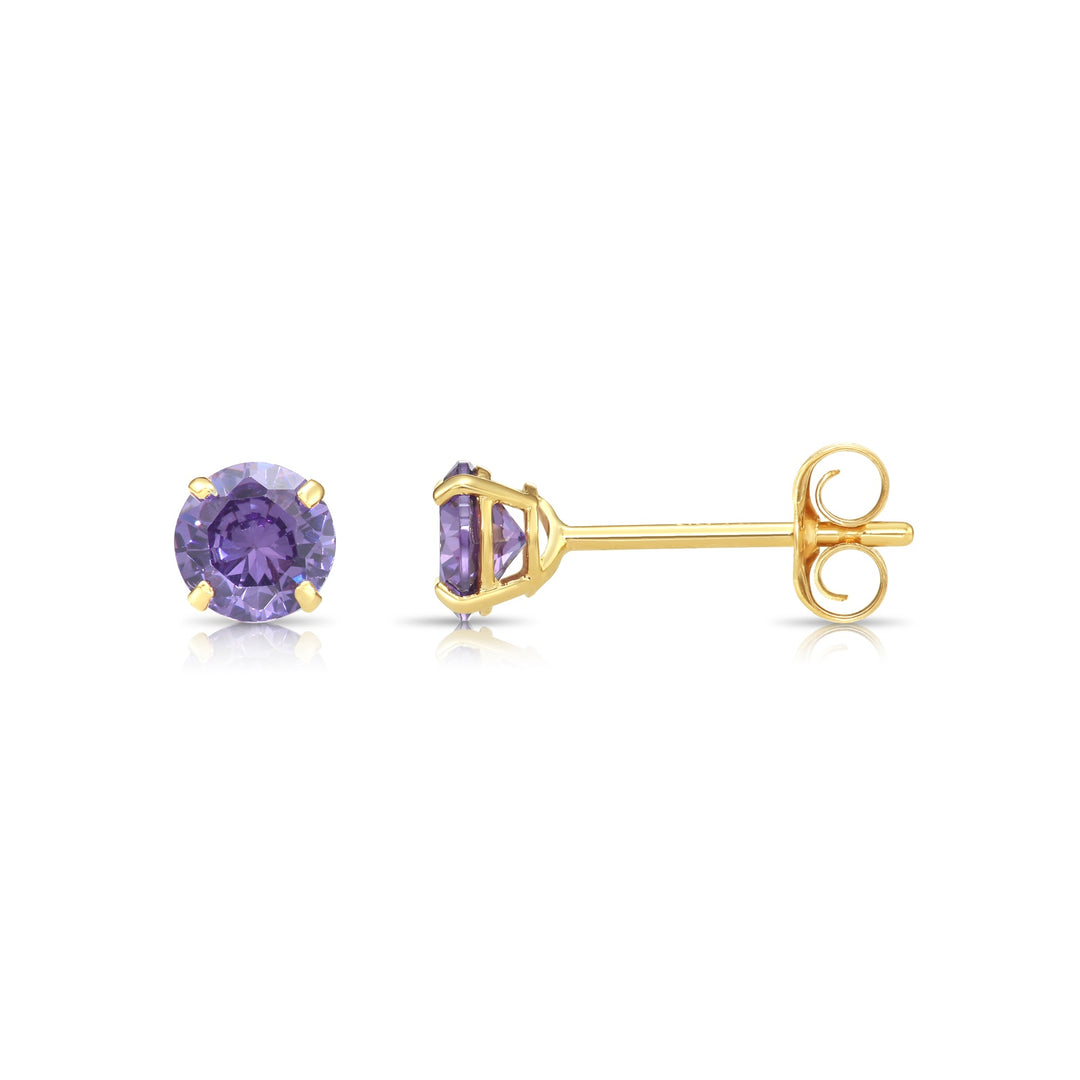 14k Yellow Gold Cubic Zirconia Birthstone Stud Earring - PUSHBACK - 3MM