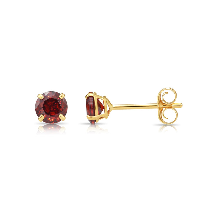 14k Yellow Gold Cubic Zirconia Birthstone Stud Earring - PUSHBACK - 3MM