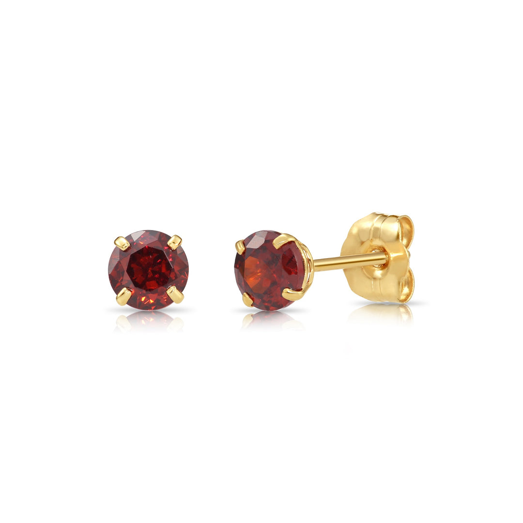14k Yellow Gold Cubic Zirconia Birthstone Stud Earring - PUSHBACK - 4MM