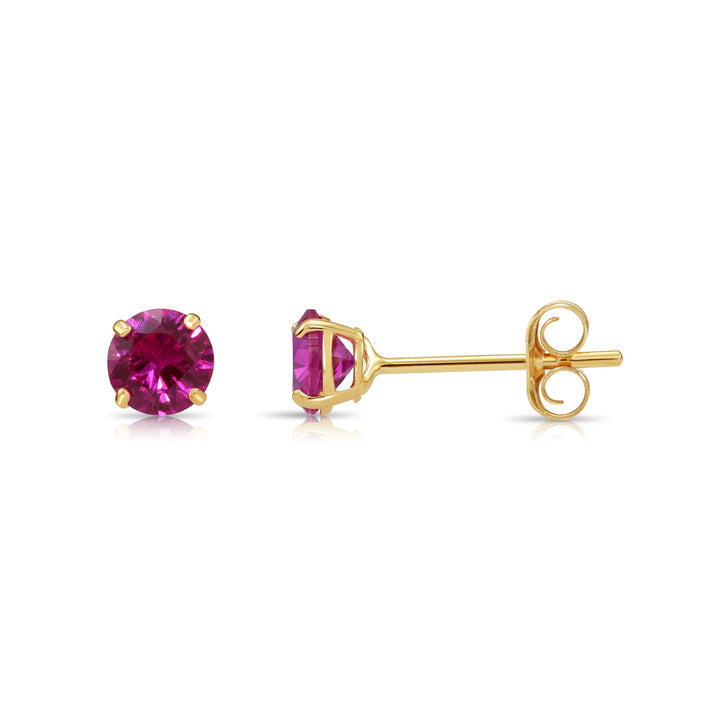 14k Yellow Gold Cubic Zirconia Birthstone Stud Earring - PUSHBACK - 3MM