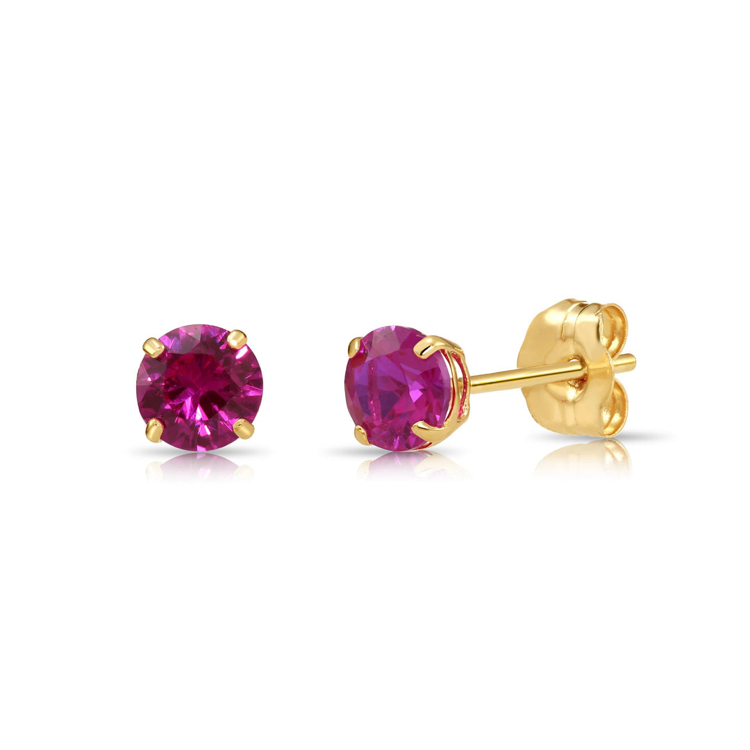 14k Yellow Gold Cubic Zirconia Birthstone Stud Earring - PUSHBACK - 4MM