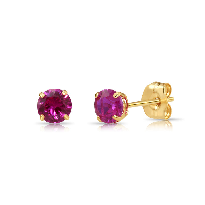 14k Yellow Gold Cubic Zirconia Birthstone Stud Earring - PUSHBACK - 4MM