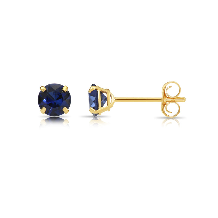 14k Yellow Gold Cubic Zirconia Round Birthstone Stud Earrings - Pushback - 3mm