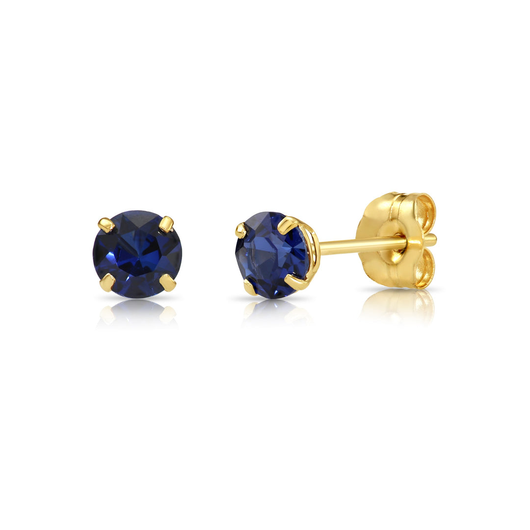 14k Yellow Gold Cubic Zirconia Birthstone Stud Earring - PUSHBACK - 4MM