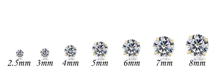 14k Yellow Gold Round Solitaire Cubic Zirconia Stud Earrings - Screwback