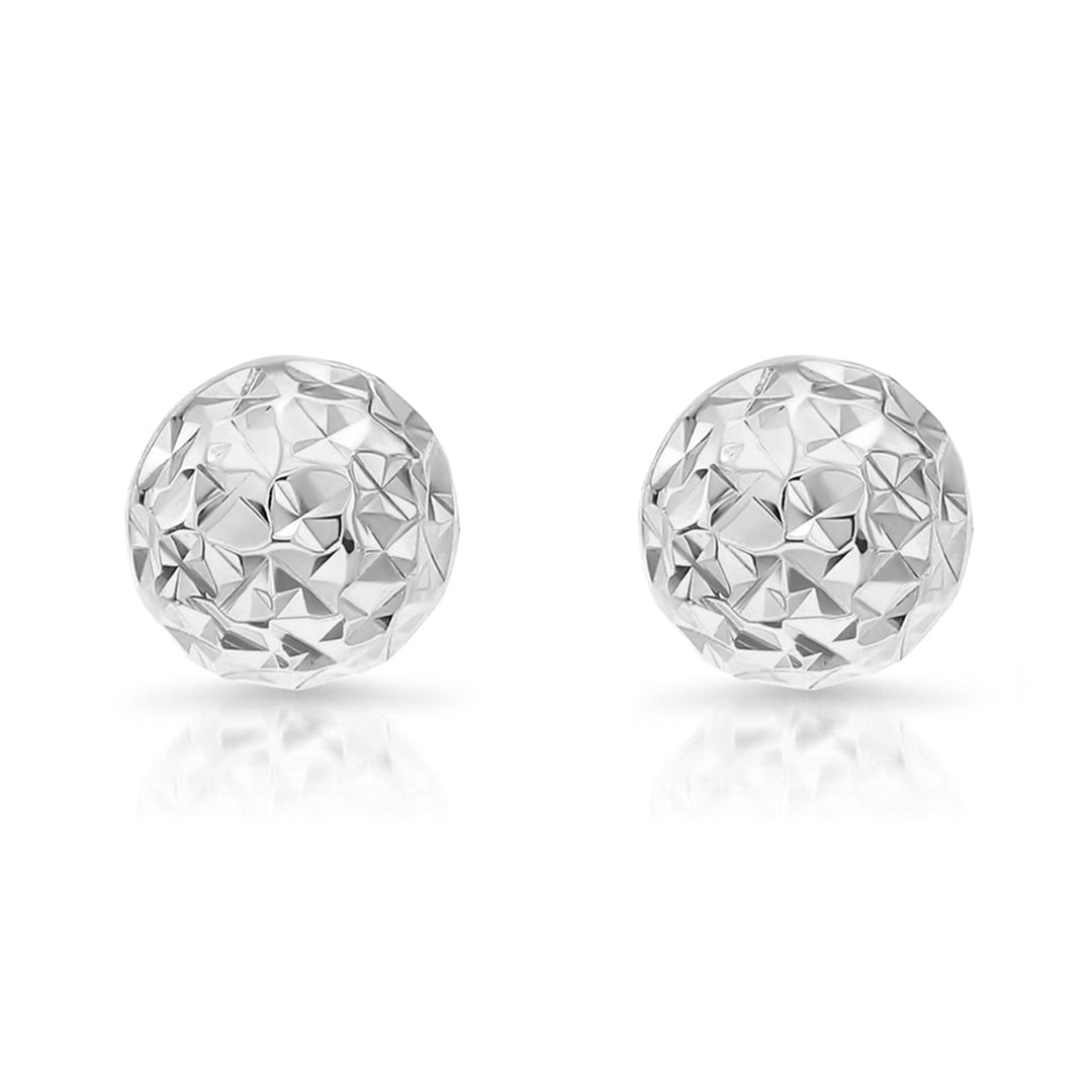 14K Solid Gold Fancy Diamond-cut Ball Earrings - Pushback-FDCB-YG