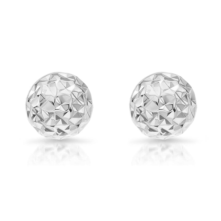 14K Solid Gold Fancy Diamond-cut Ball Earrings - Pushback-FDCB-YG