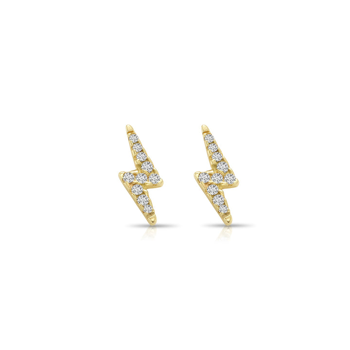 14k Yellow Gold Cubic Zirconia Lightning Bolt Stud Earrings, Screwback