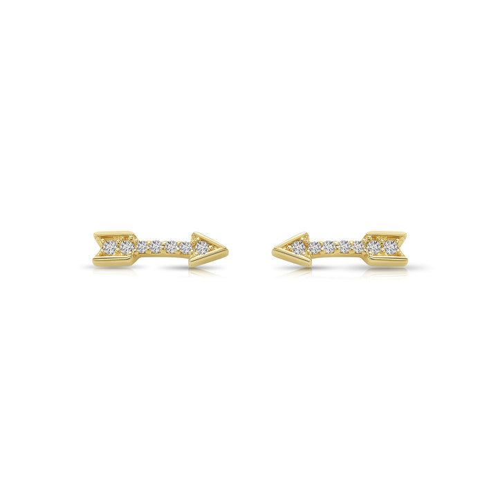 14k Yellow Gold Cubic Zirconia Arrow Stud Earrings, Screwback