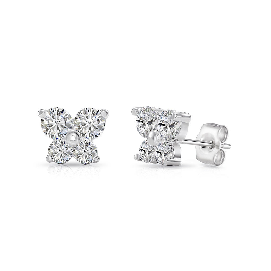 14k Yellow Gold Cubic Zirconia Butterfly Stud Earrings, Pushback