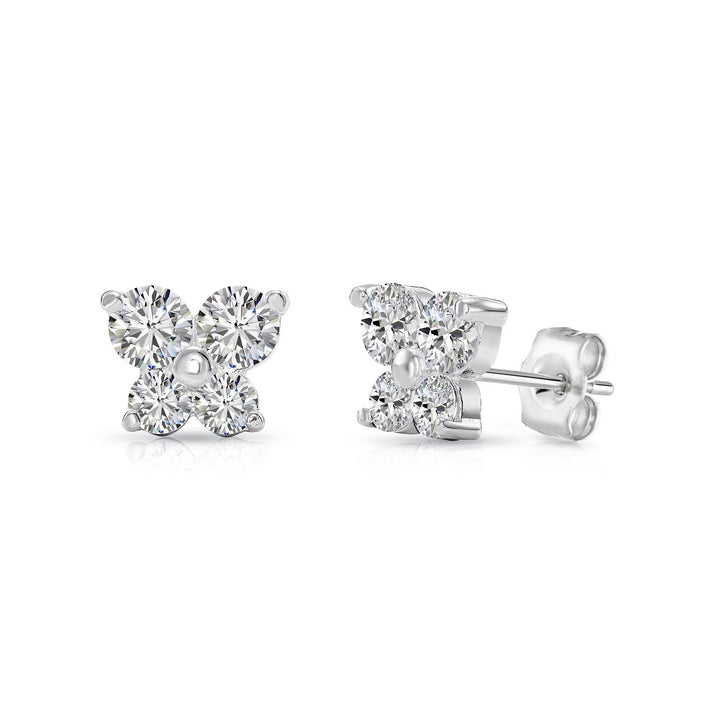 14k Yellow Gold Cubic Zirconia Butterfly Stud Earrings, Pushback