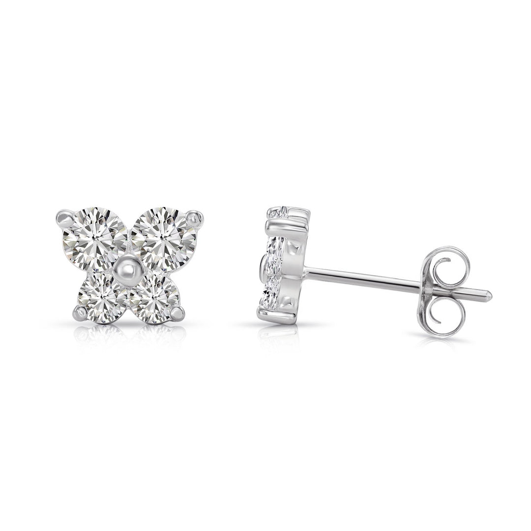 14k Yellow Gold Cubic Zirconia Butterfly Stud Earrings, Pushback