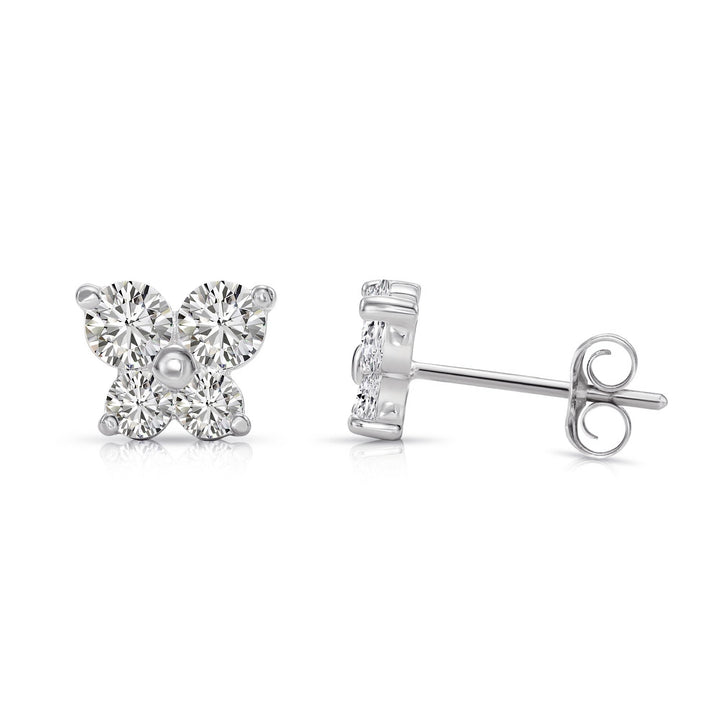 14k Yellow Gold Cubic Zirconia Butterfly Stud Earrings, Pushback