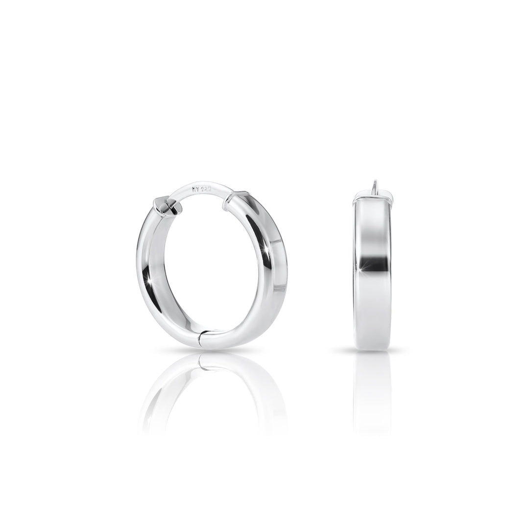 Shiny Small Huggie Hoop in Sterling Silver | 925 Sterling Silver Huggie