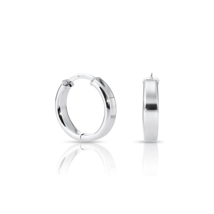 Shiny Small Huggie Hoop in Sterling Silver | 925 Sterling Silver Huggie