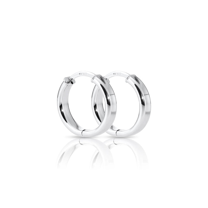 Shiny Small Huggie Hoop in Sterling Silver | 925 Sterling Silver Huggie