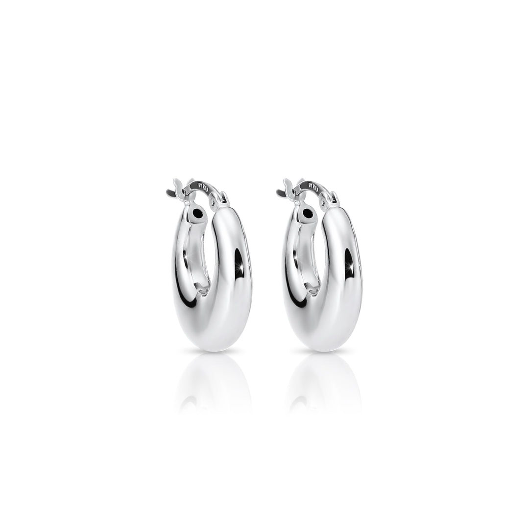 925 Sterling Silver Round Chunky Hoop Earrings