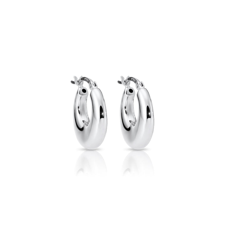 925 Sterling Silver Round Chunky Hoop Earrings