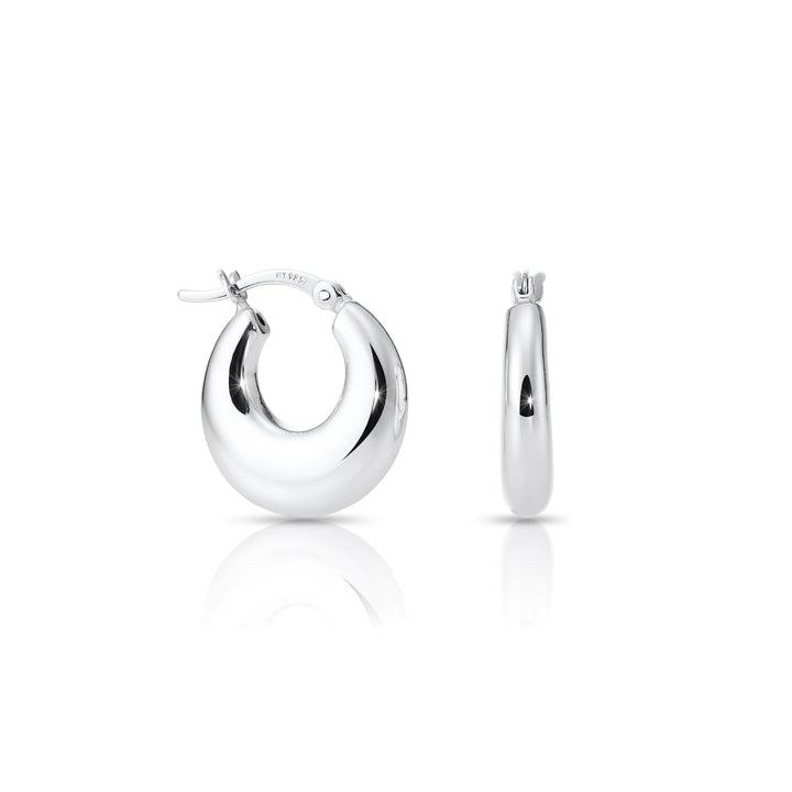 925 Sterling Silver Round Chunky Hoop Earrings