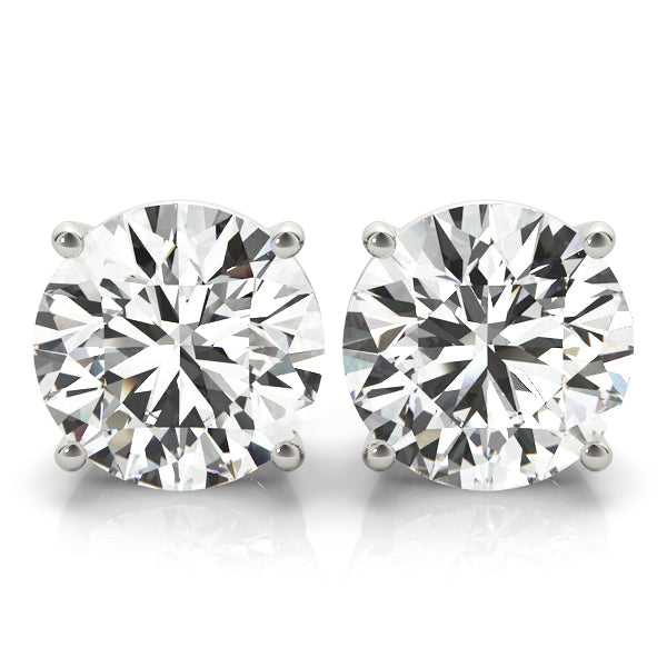 14K Solid Gold CVD Diamond Single stone Stud Earrings - Screwback