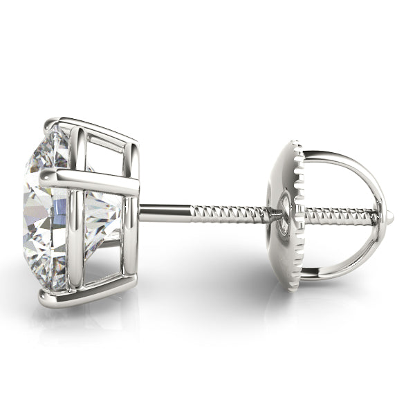 14K Solid Gold CVD Diamond Single stone Stud Earrings - Screwback
