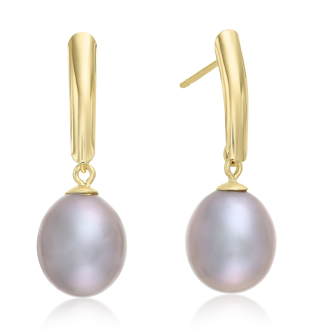 14k Solid White Gold Pearl Dangle Earrings with Butterfly Backings