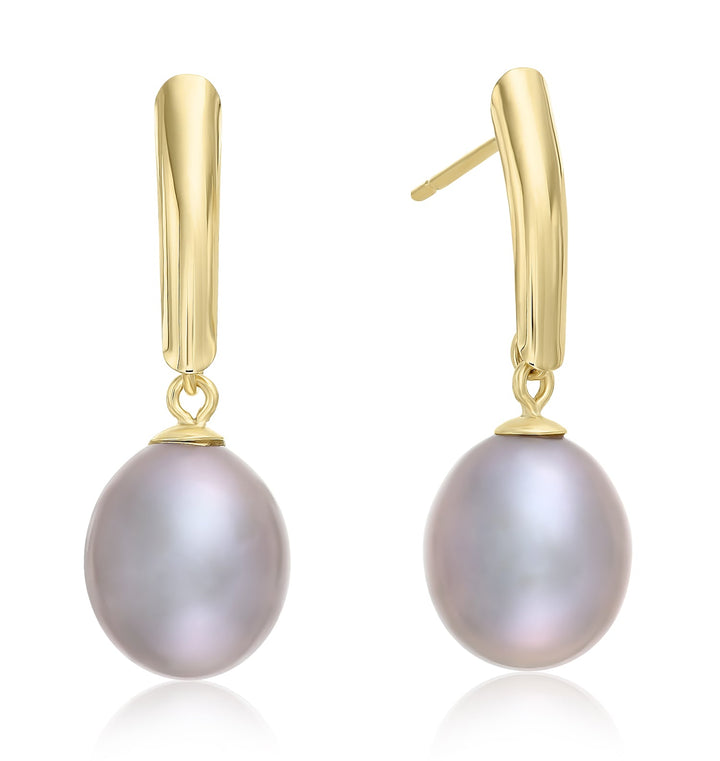 14k Solid White Gold Pearl Dangle Earrings with Butterfly Backings