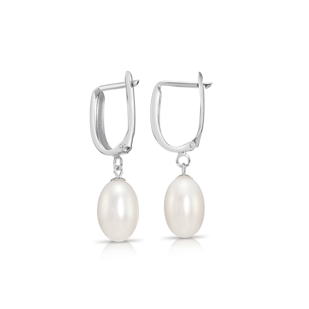 14K Gold Classic Dangle Freshwater Pearl Huggie Earrings