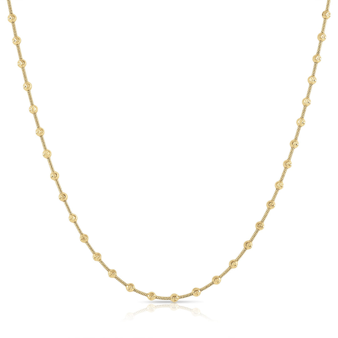 925 Sterling Silver Diamond-Cut Beaded Moon Chain