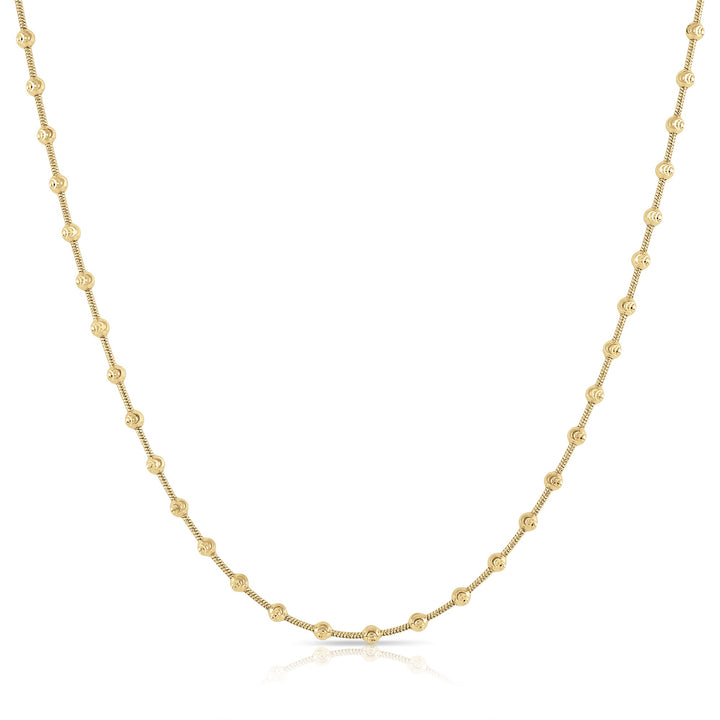 925 Sterling Silver Diamond-Cut Beaded Moon Chain