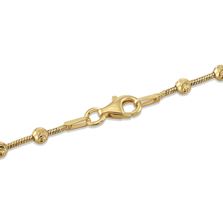 925 Sterling Silver Diamond-Cut Beaded Moon Chain