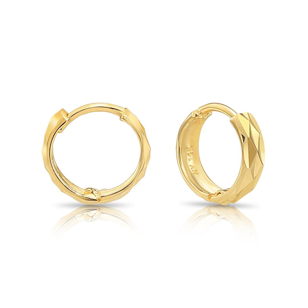 14K Yellow Gold Huggie Hoop Earring with Engraving - 10mm