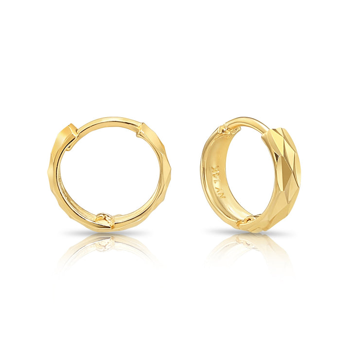 14K Yellow Gold Huggie Hoop Earring with Engraving - 10mm