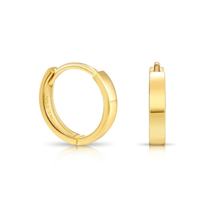 14K Yellow Gold Huggie Hoop Earring with High Polish Finish - 10mm