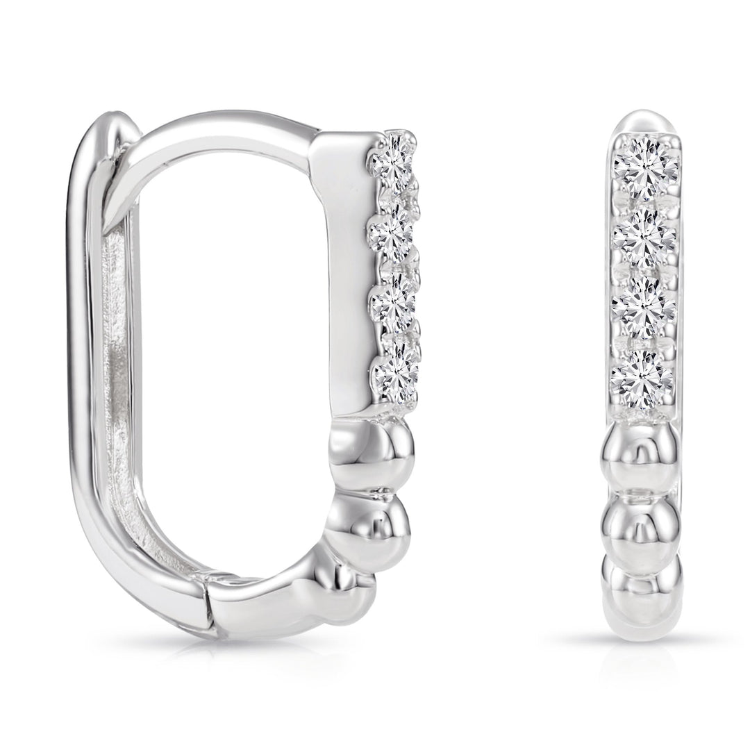14K Gold Oval Huggie Set in Lab Diamonds Earrings
