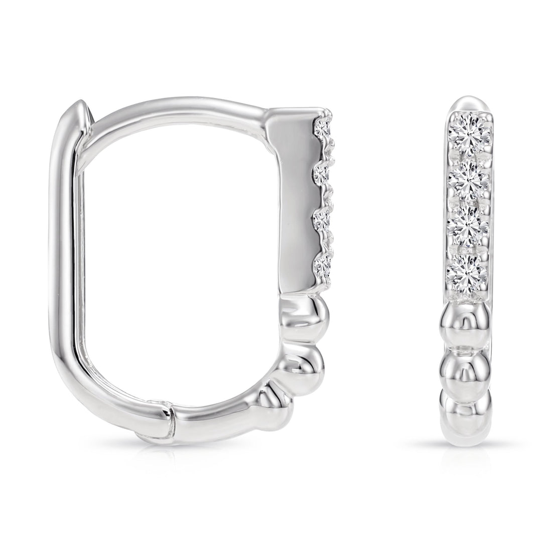 14K Gold Oval Huggie Set in Lab Diamonds Earrings