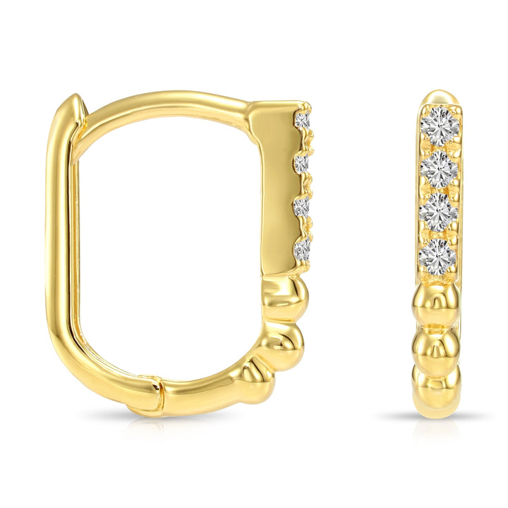14K Gold Oval Huggie Set in Lab Diamonds Earrings