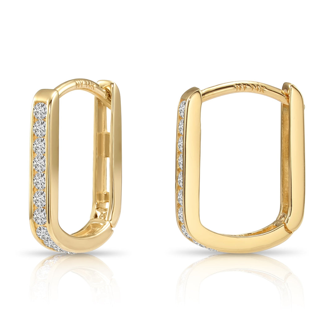 14K Gold Lab Diamond Oval Huggie Earrings, 0.25 CTW