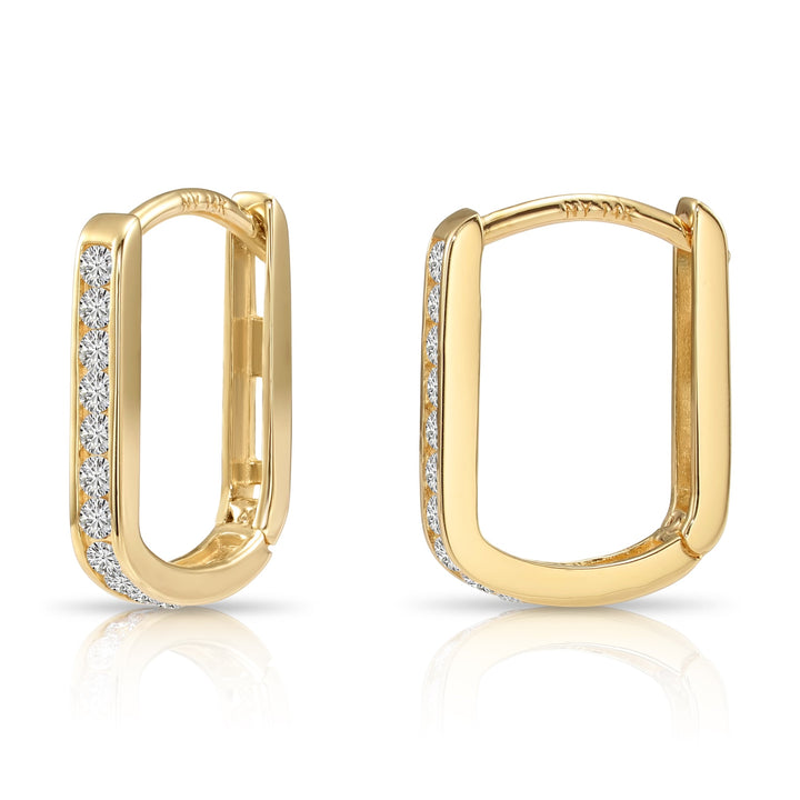 14K Gold Lab Diamond Oval Huggie Earrings, 0.25 CTW