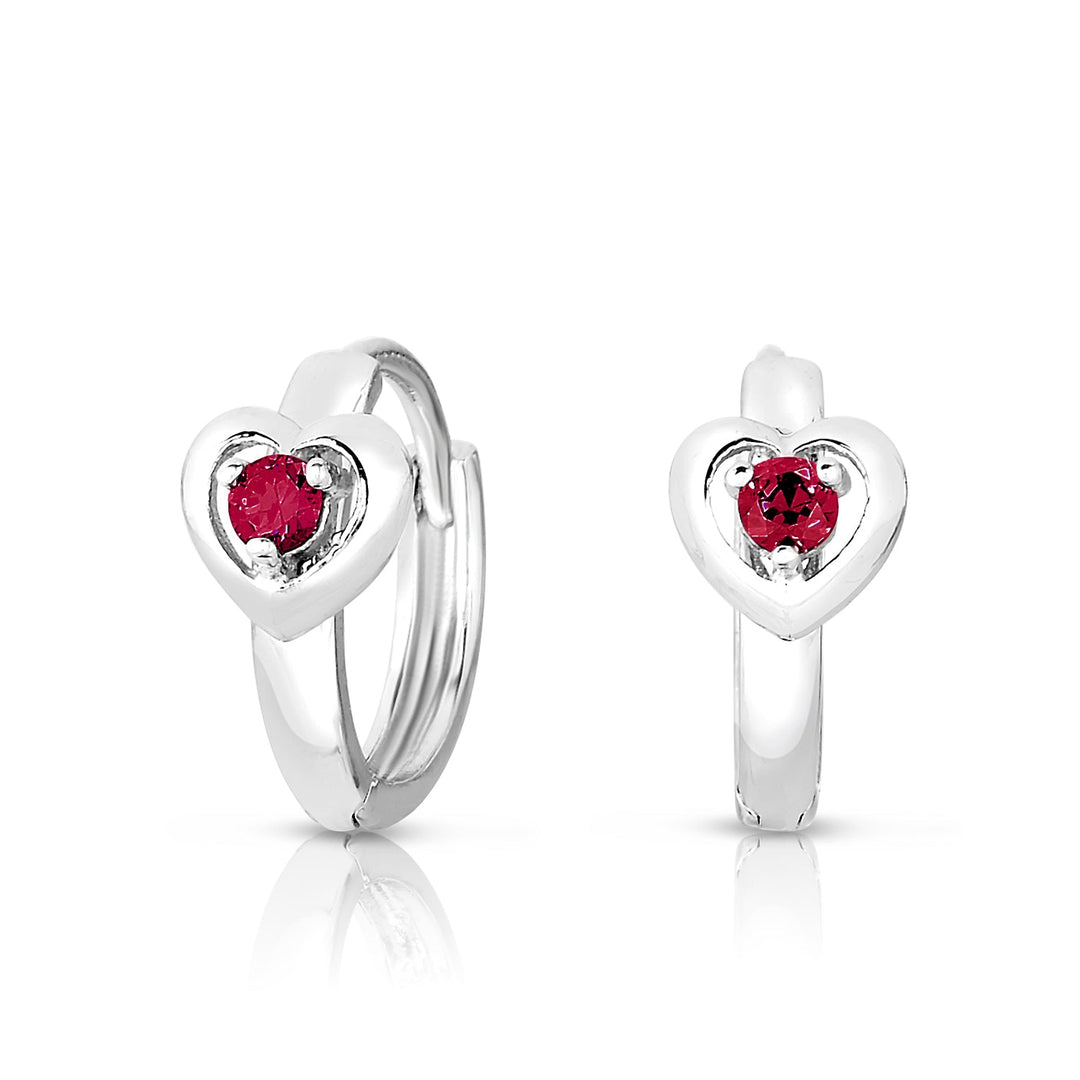 Sterling Silver Cubic Zirconia July Birthstone Huggie Hoop Earrings