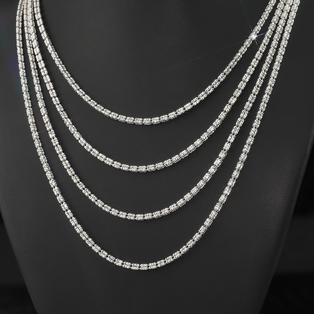 925 Triangle Ice Chain - Made in Italy - Rhodium Plated Sterling Silver
