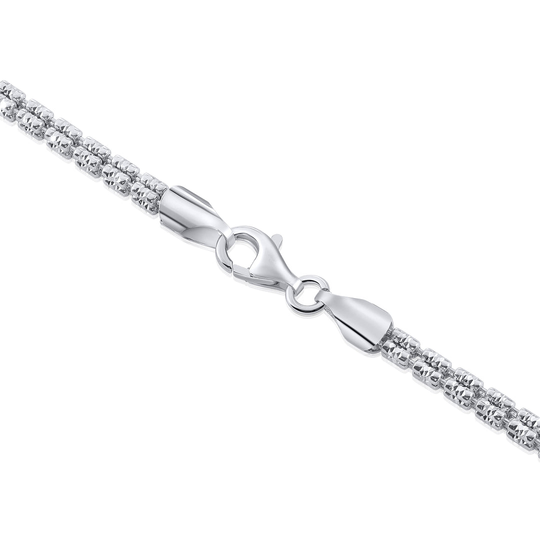 925 Square Ice Chain - Made in Italy - Rhodium Plated Sterling Silver - LIVE SILVER PRICE