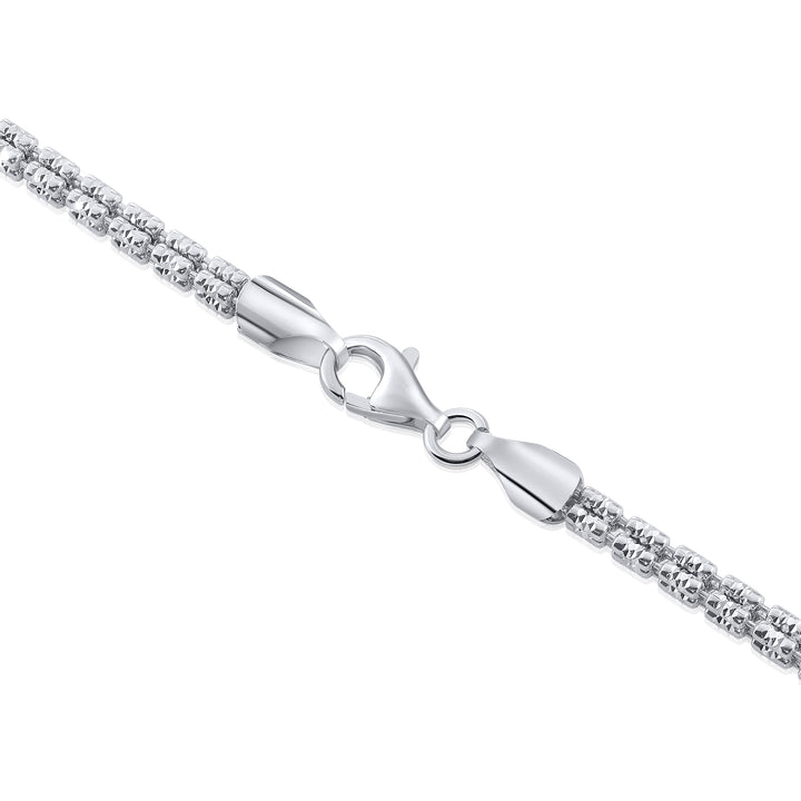 925 Square Ice Chain - Made in Italy - Rhodium Plated Sterling Silver - LIVE SILVER PRICE