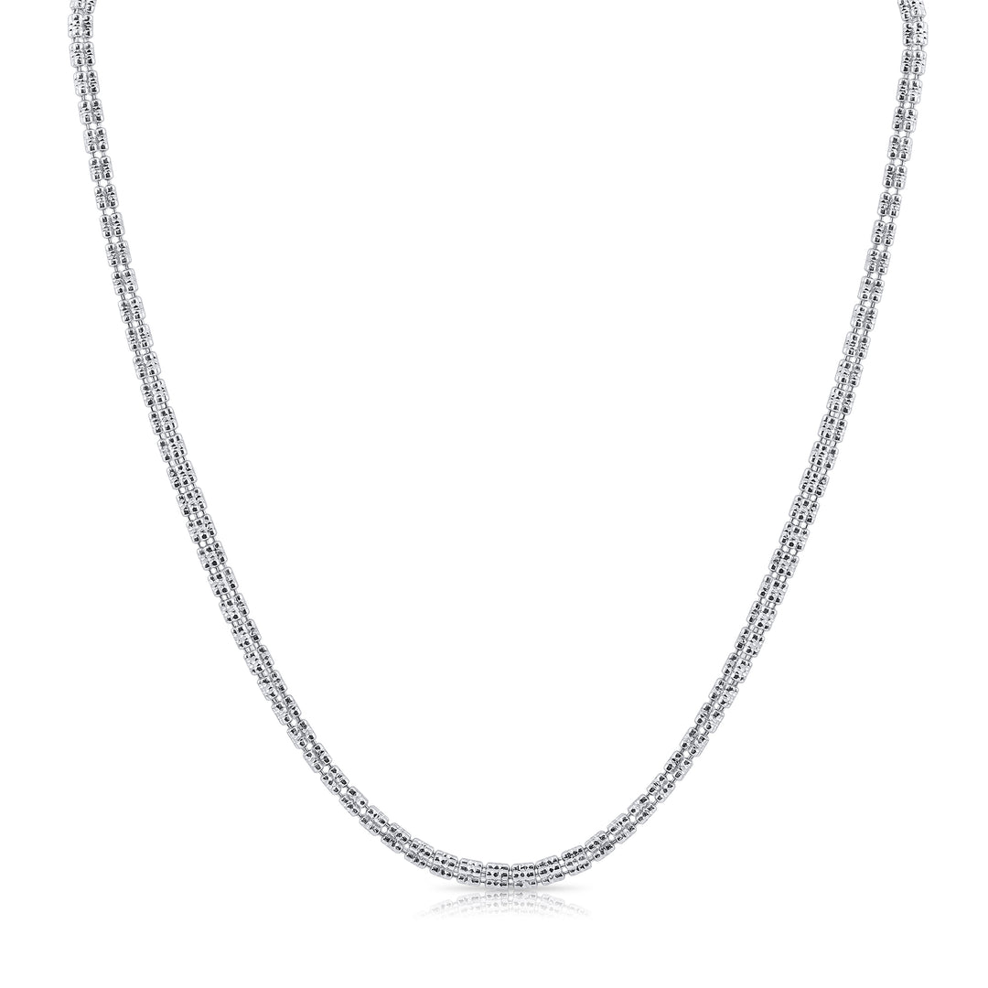 925 Square Ice Chain - Made in Italy - Rhodium Plated Sterling Silver - LIVE SILVER PRICE