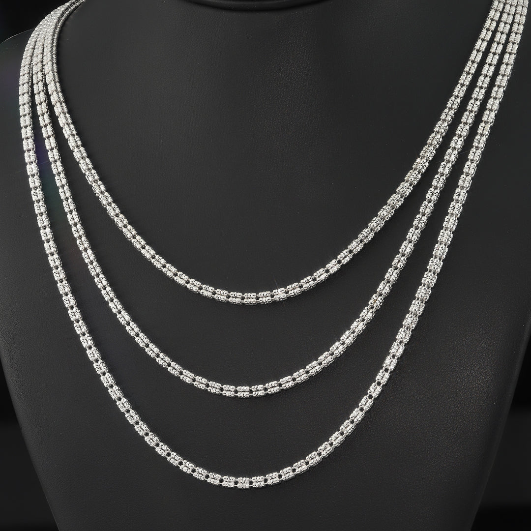 925 Square Ice Chain - Made in Italy - Rhodium Plated Sterling Silver - LIVE SILVER PRICE