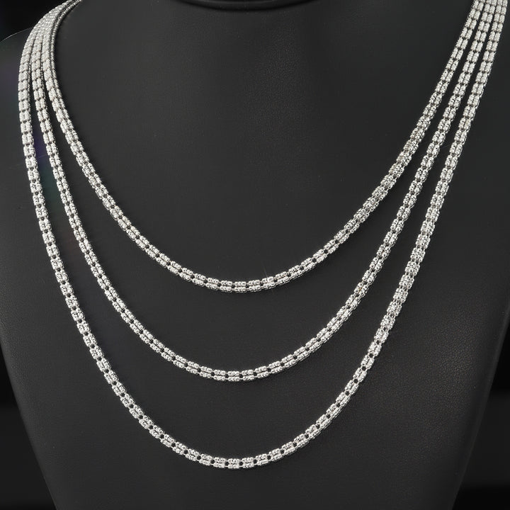 925 Square Ice Chain - Made in Italy - Rhodium Plated Sterling Silver - LIVE SILVER PRICE